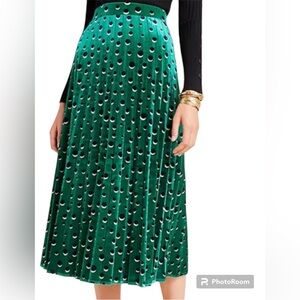 Maeve Carly Pleated Velvet Midi Skirt